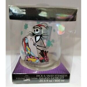 Disney Nightmare Before Christmas Jack Skellington And Sally Stemless Glass NIB